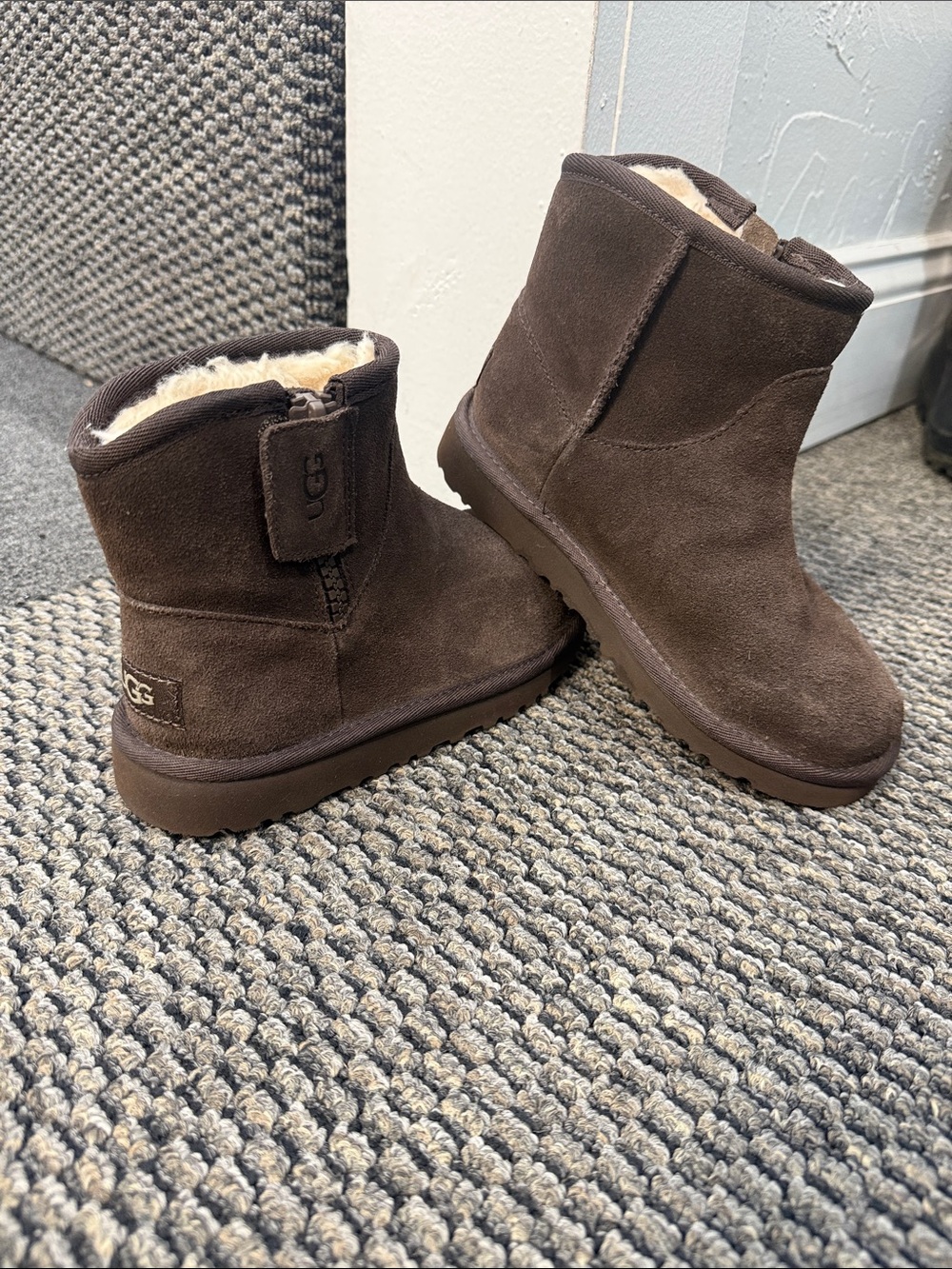 UGG Mini Shearling Boot in Dark Brown